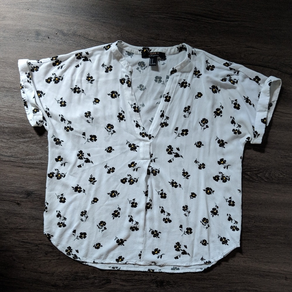 White floral blouse